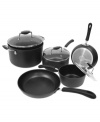 Where statement style & outstanding performance meet. This confident collection pairs heavy-forged aluminum with stainless steel to create incredibly heat-conductive pieces for even, perfect results. A nonstick, dishwasher-safe construction takes the hassle right out of cooking & cleanup. Lifetime warranty.