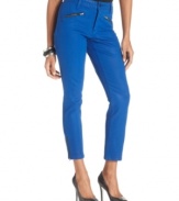 Get the skinny on style in these cropped jeans from Not Your Daughter's Jeans. The electric blue color and zipper details add extra edge to this must-have look.