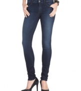 In a dark wash, these GUESS skinny jeans are a season-less denim staple!