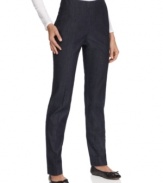 A high rise and slim fit add up to a lean silhouette. Get the look with these jeans from J Jones New York.