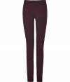 Balance the seasons boxier silhouettes with sleek and streamlined pants like this Joseph pair in a bordeaux-hued, gabardine cotton and viscose blend - Especially flattering and comfortable, thanks to a touch of stretch - Medium-rise, curve-hugging skinny cut with side zip - Flat front, sans pockets - Chic and versatile, seamlessly transitions from the office to evenings out - Pair with a cashmere pullover, leather jacket and ballet flats, or with a blouse, blazer and ankle booties