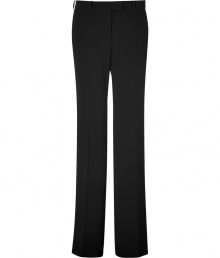 Lend a look of retro glamour to your outfit with Rachel Zoes flawless black crepe wide leg trousers - Side and back slit pockets, zip fly, hidden hook closure, belt loops - Wide leg - Pair with feminine silk tops and sky-high heels
