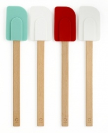 Swipe up every last tasty bit of that pancake or brownie batter with these wide-headed spatulas from Martha Stewart Collection. Molded from flexible silicone, they won't chip or crack, and are heat resistant up to 500 degrees. Limited lifetime warranty.