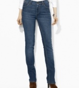 Lauren Jeans Co.'s  essential jeans features a slim, straight leg and a hint of stretch for a versatile, modern look.