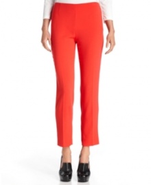 Calvin Klein's crepe ankle pants offer a vibrant hue and flattering silhouette and are a cinch to work into your wardrobe this season.